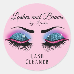 Eyelashes Extension Cleaner - Pink and Blue Classic Round Sticker