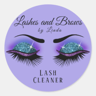 Eyelashes Extension Cleaner - Purple and Blue Classic Round Sticker