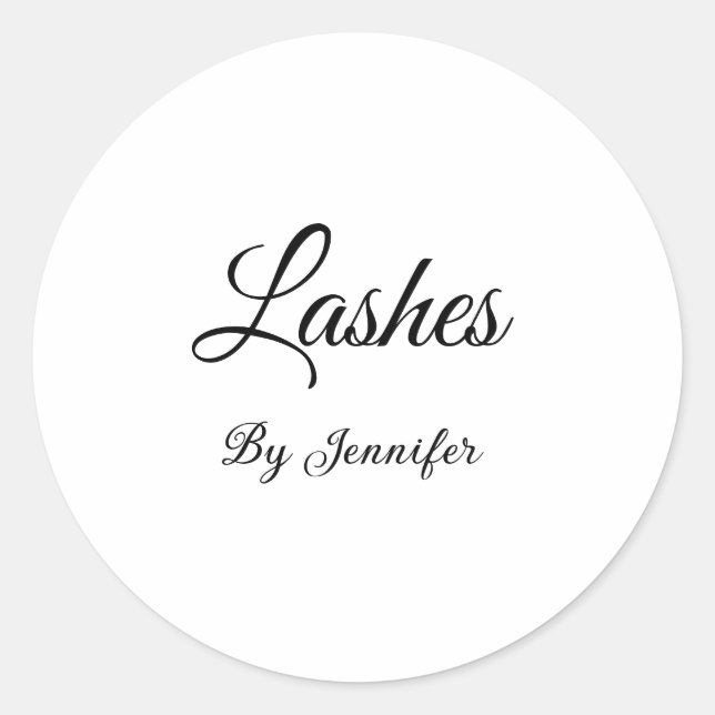 eyelashes extensions add name social media address classic round sticker (Front)