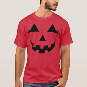 Eyelashes Halloween Outfit Pumpkin Face Costume T-Shirt