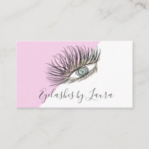 Eyelashes Hand Drawn Eye Pink Salon Business Card