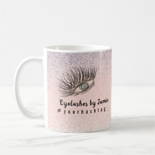Eyelashes Hand Drawn Salon Business Glitter  Coffee Mug