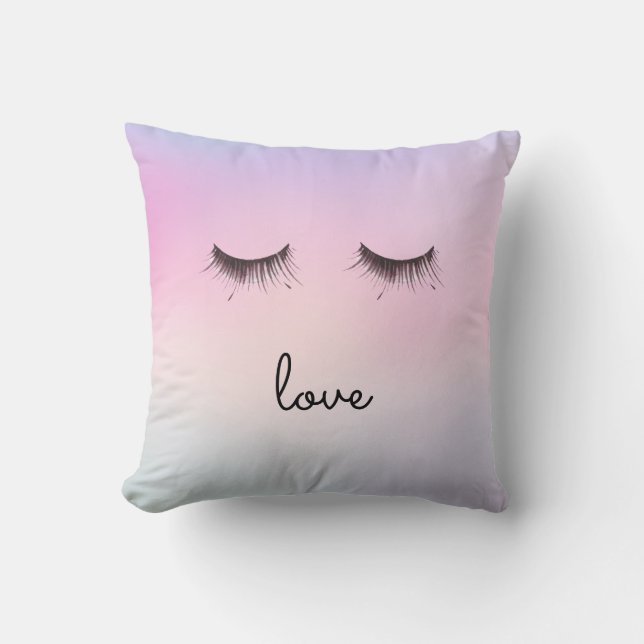 Eyelashes love Purple Pink Tie dye Cushion (Front)