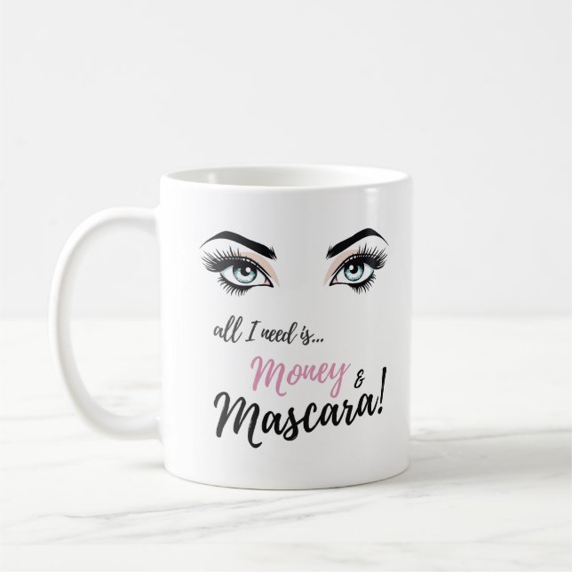 eyelashes, makeup art, mascara, gift for girls coffee mug (Left)