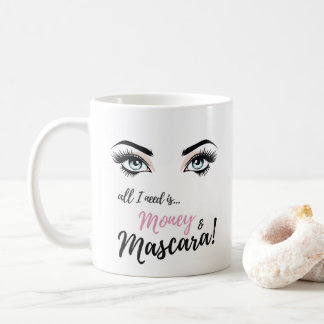eyelashes, makeup art, mascara, gift for girls coffee mug