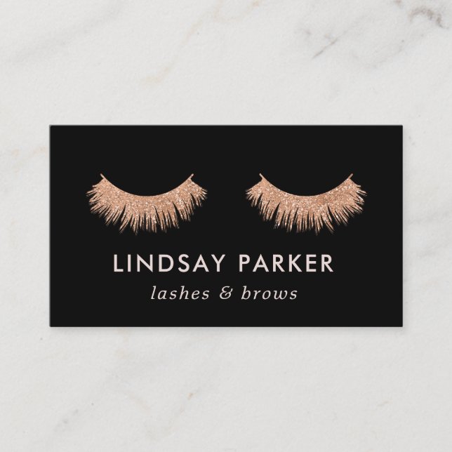 Eyelashes Makeup Artist Rose Gold Business Card (Front)