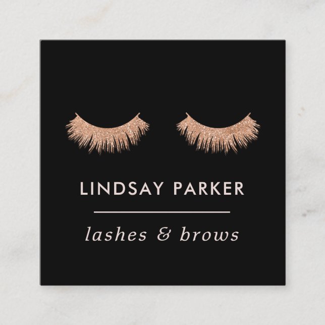 Eyelashes Makeup Artist Rose Gold Business Card (Front)