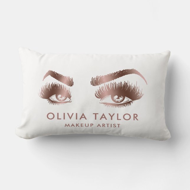 Eyelashes Makeup Artist Rose Gold Eyes Brows Lumbar Cushion (Front)