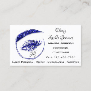 Eyelashes Makeup Microblade Logo Qr Code Blue Business Card