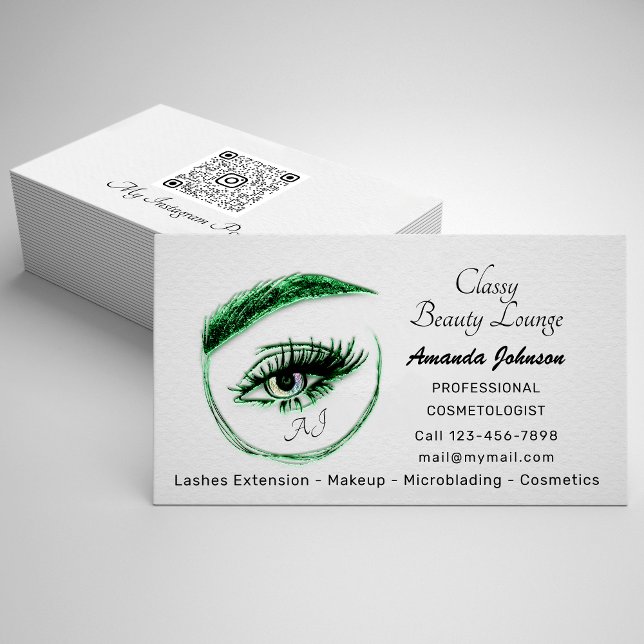 Eyelashes Makeup Microblade Logo Qr Code Rainbow  Business Card (Creator Uploaded)
