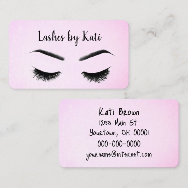 Eyelashes On Pink Business Card (Front/Back)