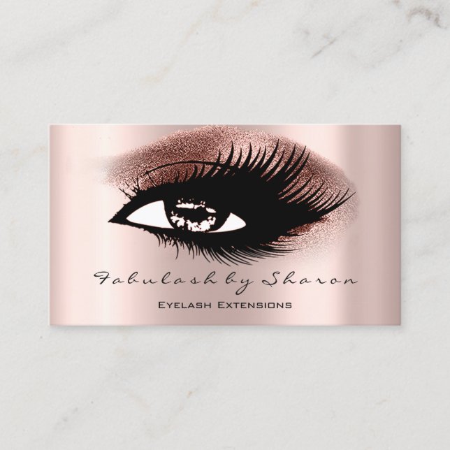 Eyelashes Professional Makeup Artist Rose Gold Business Card (Front)