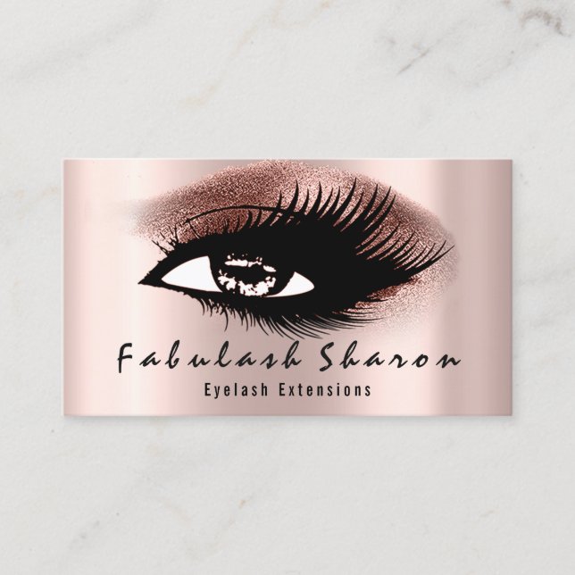 Eyelashes Professional Makeup Artist Rose Gold Business Card (Front)