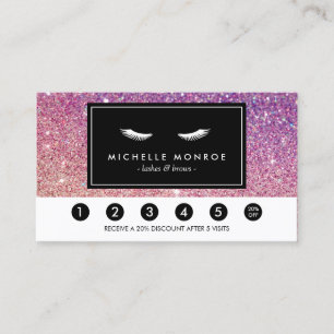 Eyelashes Purple/Pink Glitter Loyalty Punch Card