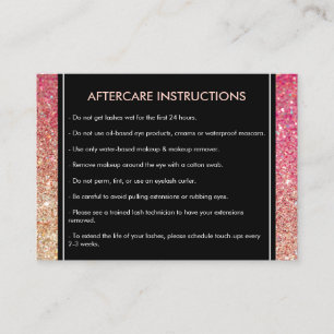Eyelashes Red/Bronze Glitter Salon Aftercare Card
