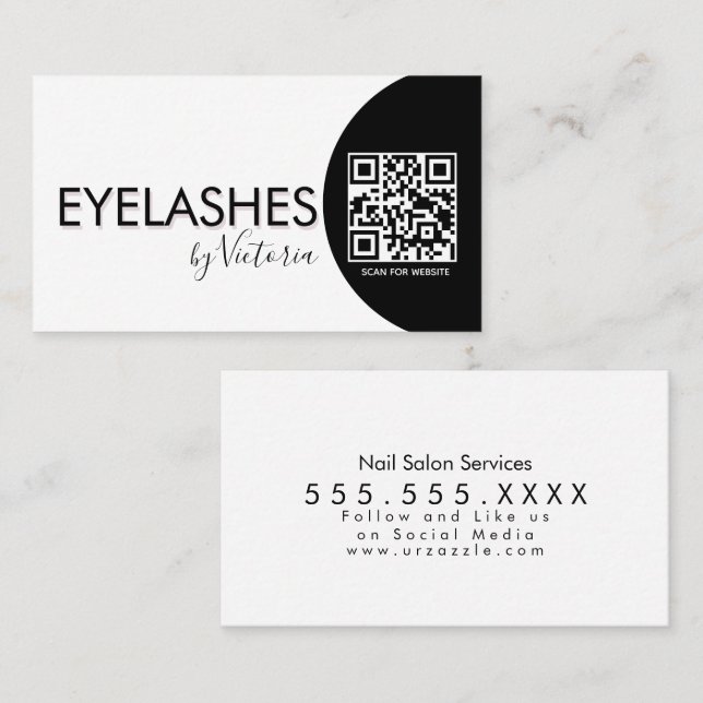  Eyelashes Salon Beauty  Eyelashes QR CODE    Business Card (Front/Back)
