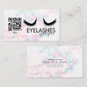  Eyelashes Salon Beauty Marble Eyelashes QR CODE Business Card