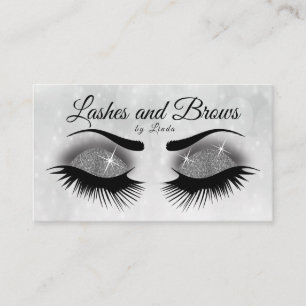 Eyelashes - Smokey Grey Glitter Business Card