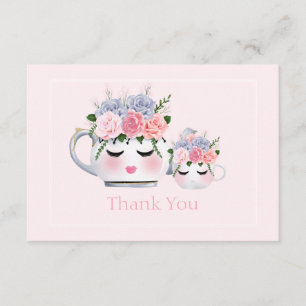 Eyelashes Teapot Mum Floral Baby Shower Thank You Enclosure Card