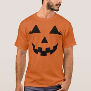 Eyelashes Tee Halloween Outfit Pumpkin Face Costum