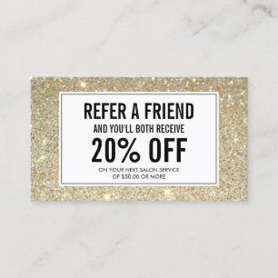 Eyelashes with Gold Glitter Salon Referral Card