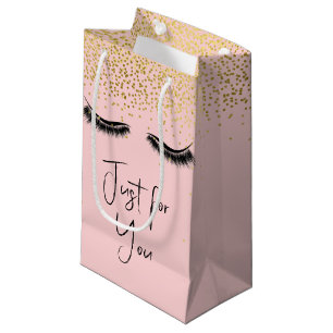 Eyelashes with Gold Glitter Small Gift Bag