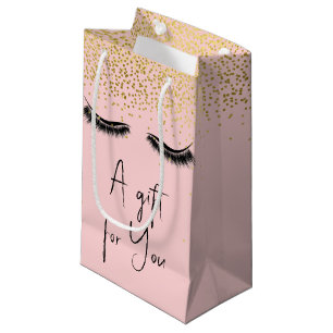 Eyelashes with Gold Glitter Small Gift Bag