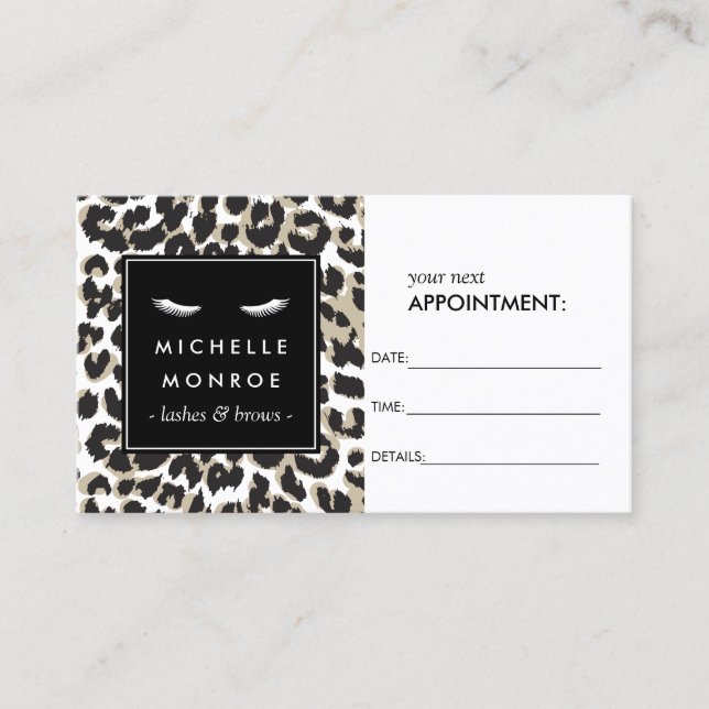 Eyelashes with Leopard Print Appointment Card (Front)