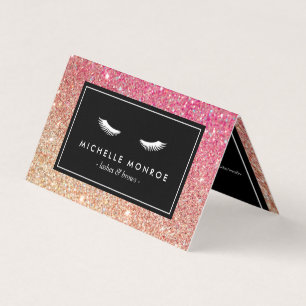 Eyelashes with Red/Bronze Glitter Salon Aftercare Business Card