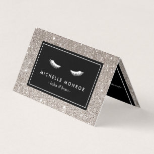 Eyelashes with Silver Glitter Salon Aftercare Business Card