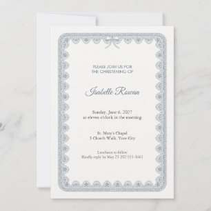 Eyelet Picot Christening Invitation