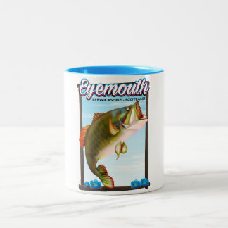 Eyemouth,Berwickshire Scotland fishing print. Two-Tone Coffee Mug