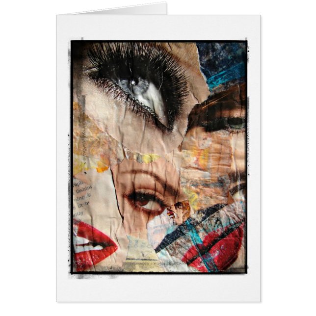 Eyes and Lips Collage Grunge Border, All Occasion (Front)