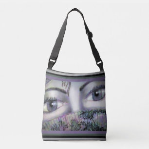 Eyes Behind Oriental Fan Crossbody Bag