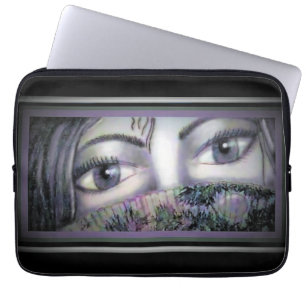 Eyes Behind Oriental Fan Laptop Sleeve