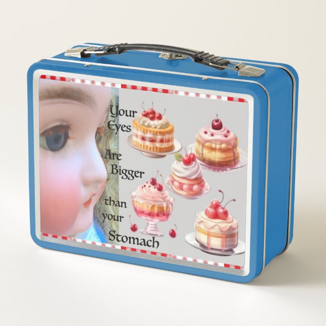 Eyes Bigger than Stomach Blue Lunchbox (Back)