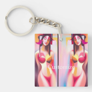 Eyes Closed Female Posing Thunder_Cove Key Ring