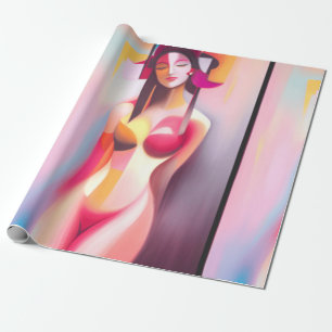 Eyes Closed Female Posing Thunder_Cove Wrapping Paper