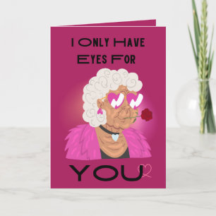 Eyes For You Old Woman With Pink Valentine's Day Holiday Card