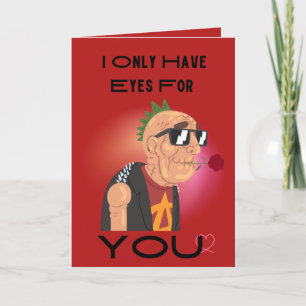 Eyes For You Punk Rocker Old Man Valentine's Day Holiday Card