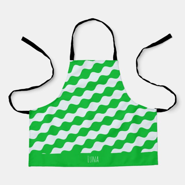 Eyes Green White Minimal Pattern Apron (Front)