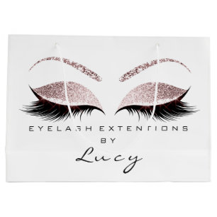 Eyes Lashes Makeup Bridal Name Glitter Pink White Large Gift Bag