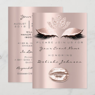 Eyes Lips Sweet 16th Drips Glitter Bridal Makeup Invitation
