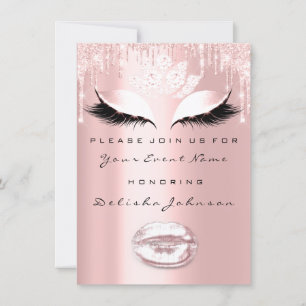 Eyes Lips Sweet 16th Drips Pink SparkBridal Shower Invitation