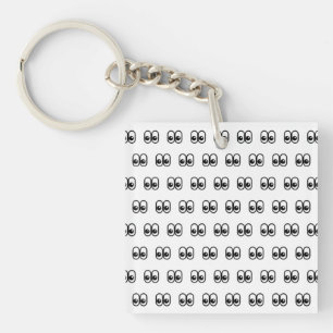 Eyes Looking Sideways Starring Eyes Emoji Pattern Key Ring