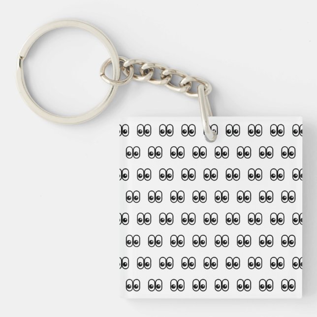Eyes Looking Sideways Starring Eyes Emoji Pattern Key Ring (Front)