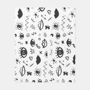 Eyes Motif: Trendy Vintage Pattern Fleece Blanket