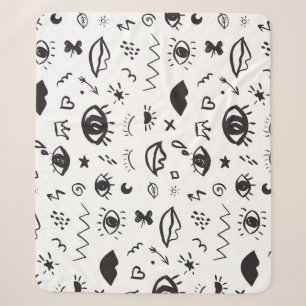 Eyes Motif: Trendy Vintage Pattern Sherpa Blanket