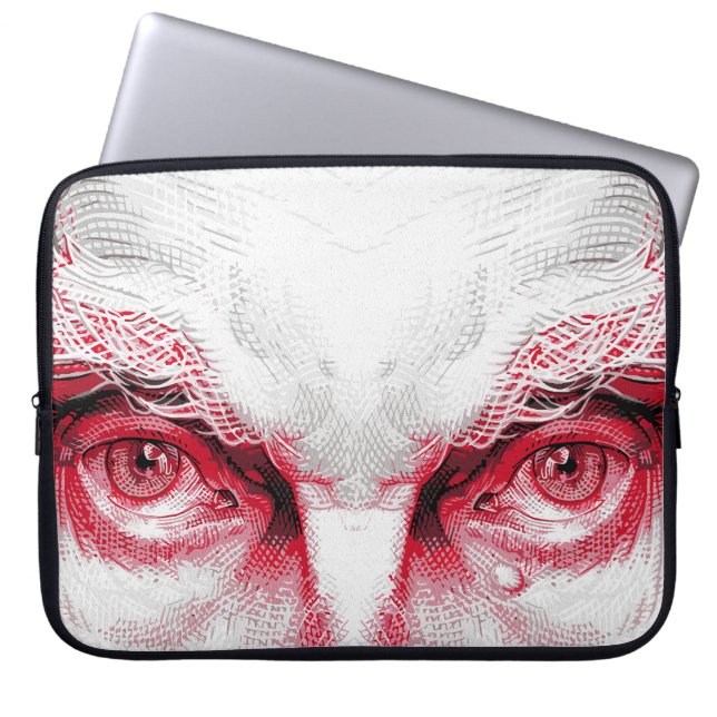 Eyes of Ancient Evil – Red Warning Laptop Sleeve (Front)