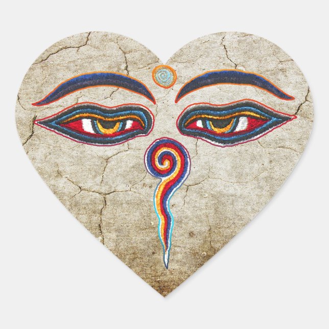 Eyes Of Buddha / Augen der Weisheit Heart Sticker (Front)